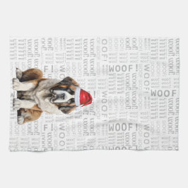 Pet Lover Holiday Saint Bernard Dog Christmas キッチンタオル