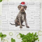 Pet Lover Holiday Wirehair Pointer Dog Christmas キッチンタオル (折り畳み)