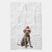 Pet Lover Holiday Wirehair Pointer Dog Christmas キッチンタオル (縦)