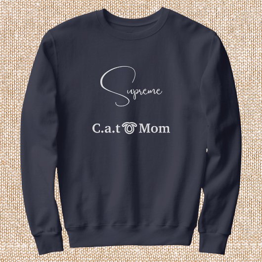 Pet Lover Navy Blue White Script Custom Cat Mom  スウェットシャツ