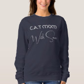 Pet Lover Personalized Script Cat Mom Navy Blue スウェットシャツ (正面)