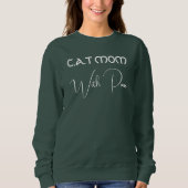 Pet Lover White Script Deep Forest Custom Cat Mom スウェットシャツ (正面)