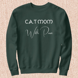 Pet Lover White Script Deep Forest Custom Cat Mom スウェットシャツ