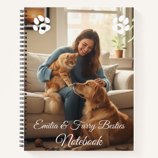 Pet Lover's Custom Photo & Name Notebook ノートブック (正面)
