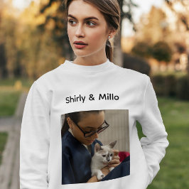 Pet Lovor Cat Mom Cute Modern Personalized Photo  スウェットシャツ
