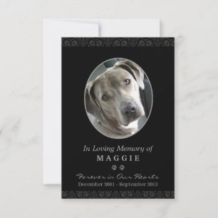 Pet Memorial Card 3.5インチx 5インチブラックオーバルフォトフレーム 案内状