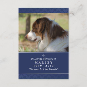 Pet Memorial Card 3.5インチx 5インチ – ネイビーブルー写真 招待状
