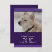 Pet Memorial Card 3.5インチx 5インチ – 紫色の写真モダン 招待状 (正面/裏面)