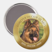 PET MEMORIAL FOREVER IN OURハート写真金ゴールド マグネット (正面/裏面)