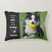 Pet Memorial - Hello Goodbye引用文 – 犬の写真 アクセントクッション (正面)