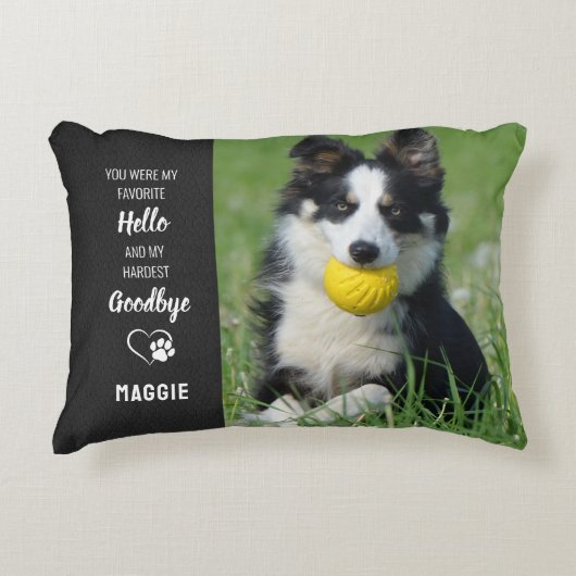 Pet Memorial - Hello Goodbye引用文 – 犬の写真 アクセントクッション