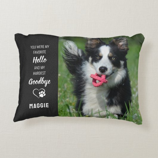 Pet Memorial - Hello Goodbye引用文 – 犬の写真 アクセントクッション (裏面)