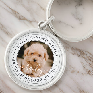 Pet Memorial Loved Beyond Words Elegant Chic Photo キーホルダー
