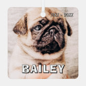 Pet Memorial Modern Simple Custom Photo メタルオーナメント (裏面)