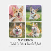 Pet Memorial Paw Prints Forever Personalized Photo フリースブランケット (正面)