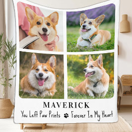 Pet Memorial Paw Prints Forever Personalized Photo フリースブランケット