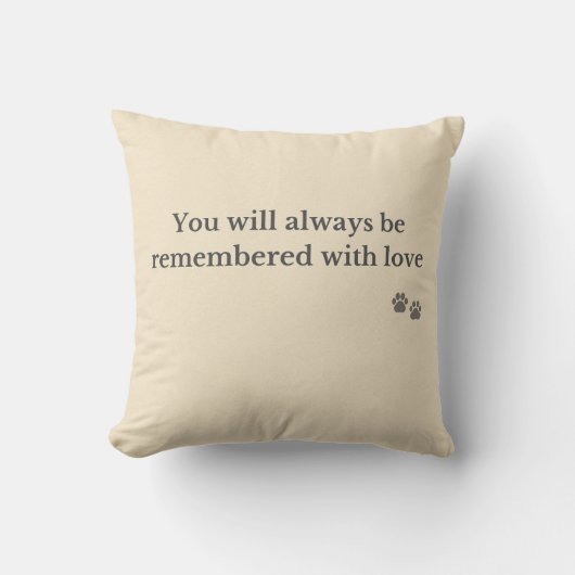 Pet Memorial Pillow – Remembered with Love クッション (正面)