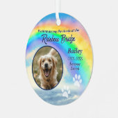 Pet Memorial Rainbow Bridge Photo & Paw Print メタルオーナメント (正面左)