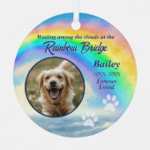 Pet Memorial Rainbow Bridge Photo & Paw Print メタルオーナメント (正面)