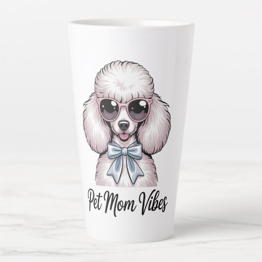 Pet Mom Vibes Poodle Dog Sunglasses Pink Gift カフェラテマグ (正面)
