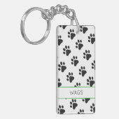Pet NAME Paw Prints Black White Animals Fun キーホルダー (正面左)