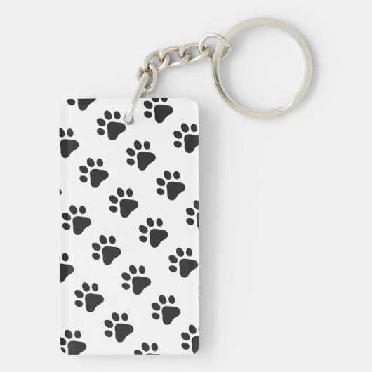 Pet NAME Paw Prints Black White Animals Fun キーホルダー (裏面)