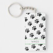 Pet NAME Paw Prints Black White Animals Fun キーホルダー (正面)
