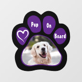 Pet on Boardパープルポープリントハート写真 ウィンドウサイン (シート)