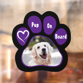 Pet on Boardパープルポープリントハート写真 ウィンドウサイン (シート2)