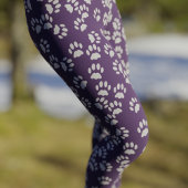 Pet Paw Print Pattern Purple and Gray Leggings レギンス