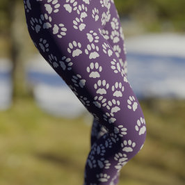 Pet Paw Print Pattern Purple and Gray Leggings レギンス