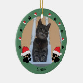 Pet Paw Prints Santa Hat Colorful Personalized セラミックオーナメント (右)