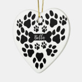 Pet Paws Christmas Ornament Heart Shaped Dog Paw セラミックオーナメント (左)