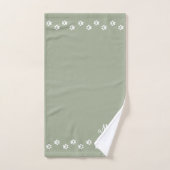 Pet Paws & Monogram on Sage Green Bath Towel Set バスタオルセット (ハンドタオル)