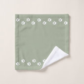 Pet Paws & Monogram on Sage Green Bath Towel Set バスタオルセット (ウォッシュタオル)