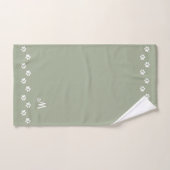 Pet Paws & Monogram on Sage Green Bath Towel Set バスタオルセット (ハンドタオル)