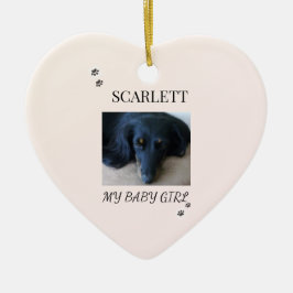 Pet Photo Blush Design with Holiday Paw Prints セラミックオーナメント