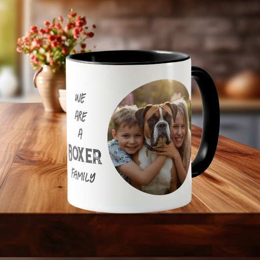Pet Photo Boxer Family typography Black Personaliz マグカップ