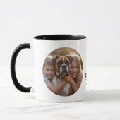 Pet Photo Boxer Family typography Black Personaliz マグカップ (左)