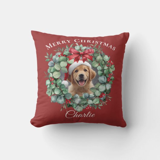 Pet Photo Christmas – Personalized Holiday Gift クッション (正面)