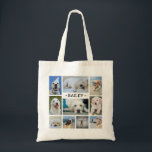 Pet Photo Collage Name Modern Cute Trendy Dog Cat トートバッグ<br><div class="desc">Celebrate the simple joys of your furry family member with a cute and stylish photo collage tote bag. (IMAGE PLACEMENT TIP: An easy way to center a photo exactly how you want is to crop it before uploading to the Zazzle website.) Modern minimalist design features 10 pictures of your choice...</div>