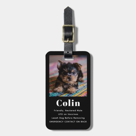 Pet Photo Contact Information Luggage Tag ラゲッジタグ (正面縦)