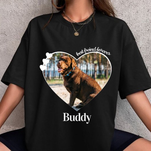 pet photo customize Heart custom dog name  Tシャツ