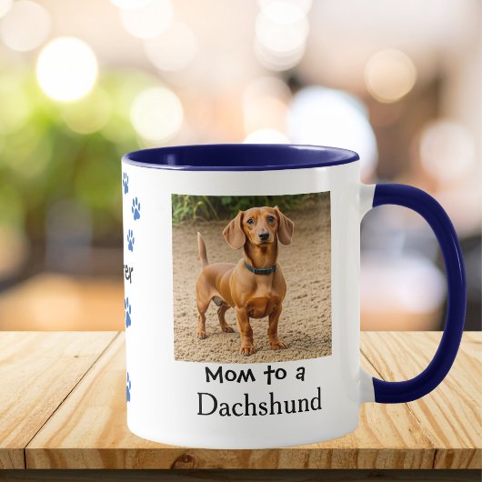 Pet Photo Dachshund Paw Blue Personalize マグカップ