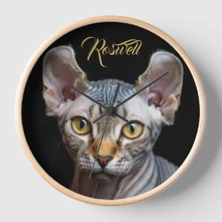 Pet Photo Elf Sphynx Cat Portrait Personalized  壁時計
