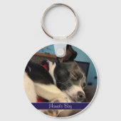 Pet Photo Keychainの名前（紫と青） キーホルダー (正面)