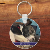 Pet Photo Keychainの名前（紫と青） キーホルダー (正面)