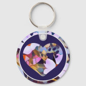 Pet Photo Keychainの名前（紫と青） キーホルダー (裏面)