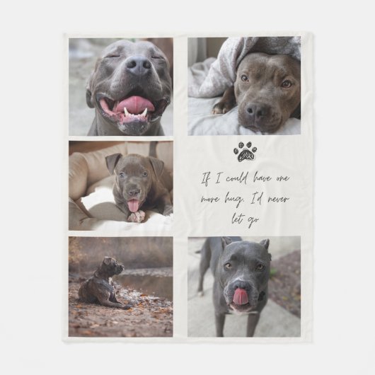Pet Photo Memorial Blanket with Minimal Text & Paw フリースブランケット (正面)