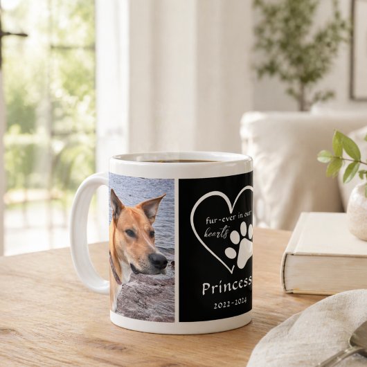 Pet Photo Memory Heart Black White コーヒーマグカップ